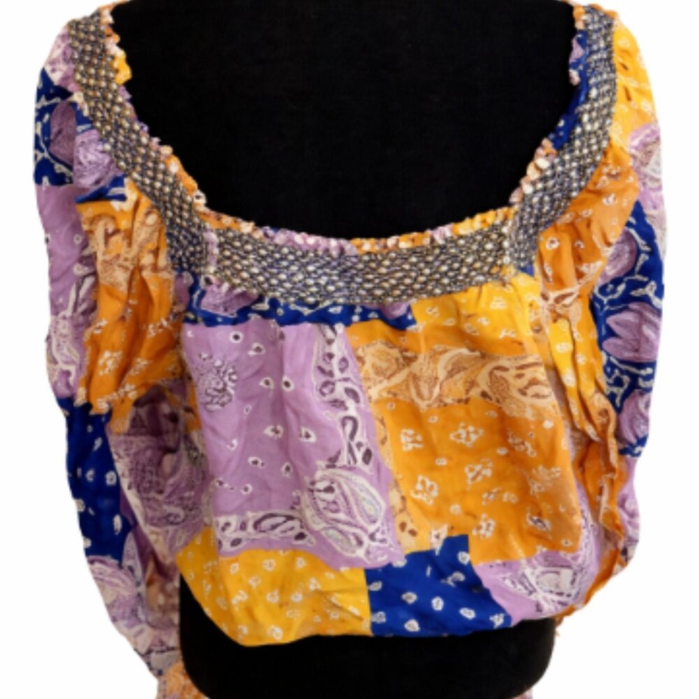 Wrangler Patchwork Boho Blouse Top Size Large New… - image 8